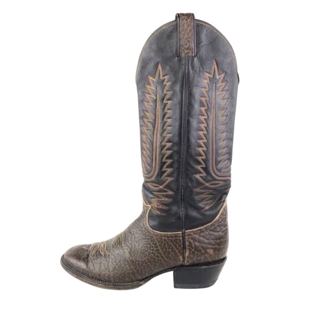 Vintage Tony Lama Cowboy Boots El Paso USA Made Size 11D Brown Leather 6642 90's